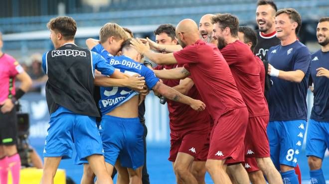 L'esultanza per il gol di Baldanzi (Tommaso Gasperini / Fotocronache Germogli)