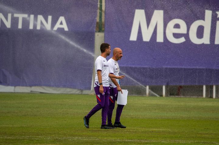 Fiorentina, l'allenamento di rifinitura prima della Conference (foto Germogli)