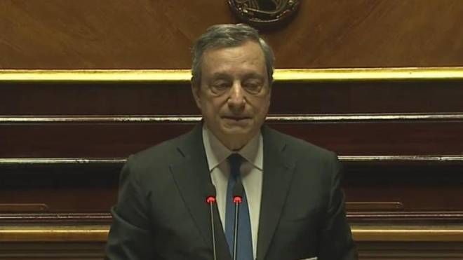 Il discorso del primo ministro Draghi in Senato (Ansa)