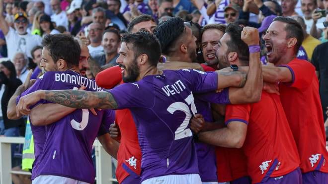 Un'esultanza della Fiorentina (Fotocronache Germogli)
